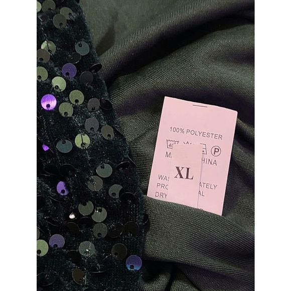 💚 Plus Size Sequin Sparkly Glitter Stretchy Long Sleeve Party Mini Dress XL NEW - Picture 8 of 16